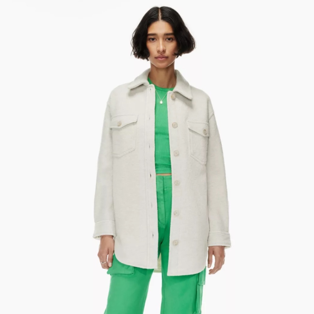 Aritzia Wilfred Free XS The Ganna Shirt Jacket in Heather Bone